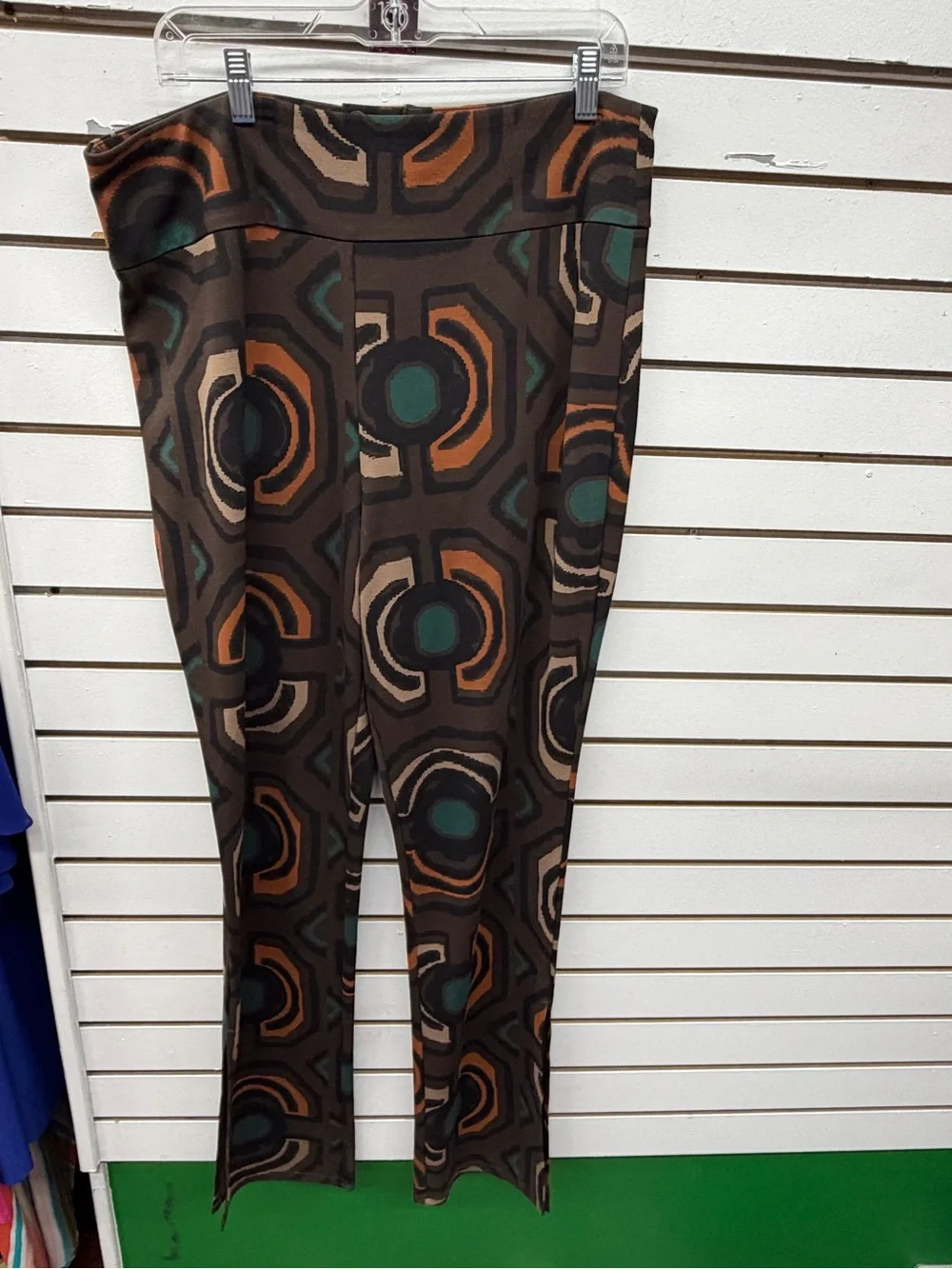 Ade Samuel for I.N.C. Geometric Print Slim Pants XL Brown Green Pull-On